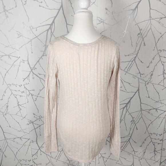 Abercrombie & Fitch Oatmeal Ribbed Knit Long Sleeve Henley - Picture 3 of 6